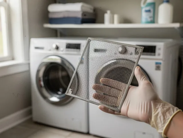 Bedford Heights Dryer Vent Cleaning specialist performing detailed lint trap cleaning service in Bedford Heights