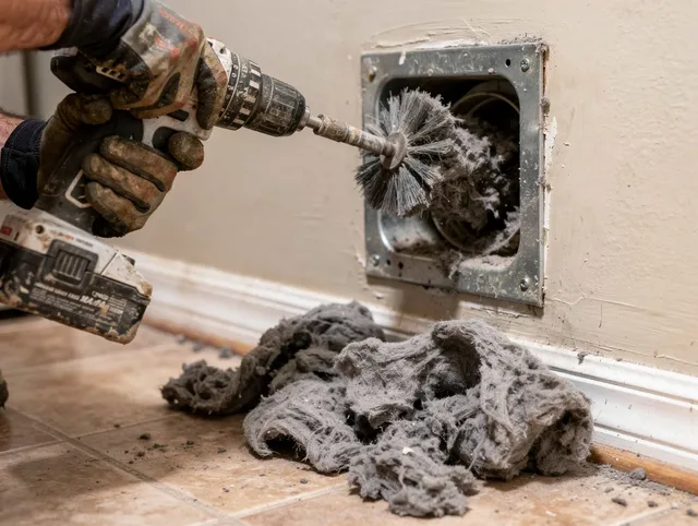 Certified Bedford Heights Dryer Vent Cleaning technician performing dryer vent cleaning in Bedford Heights